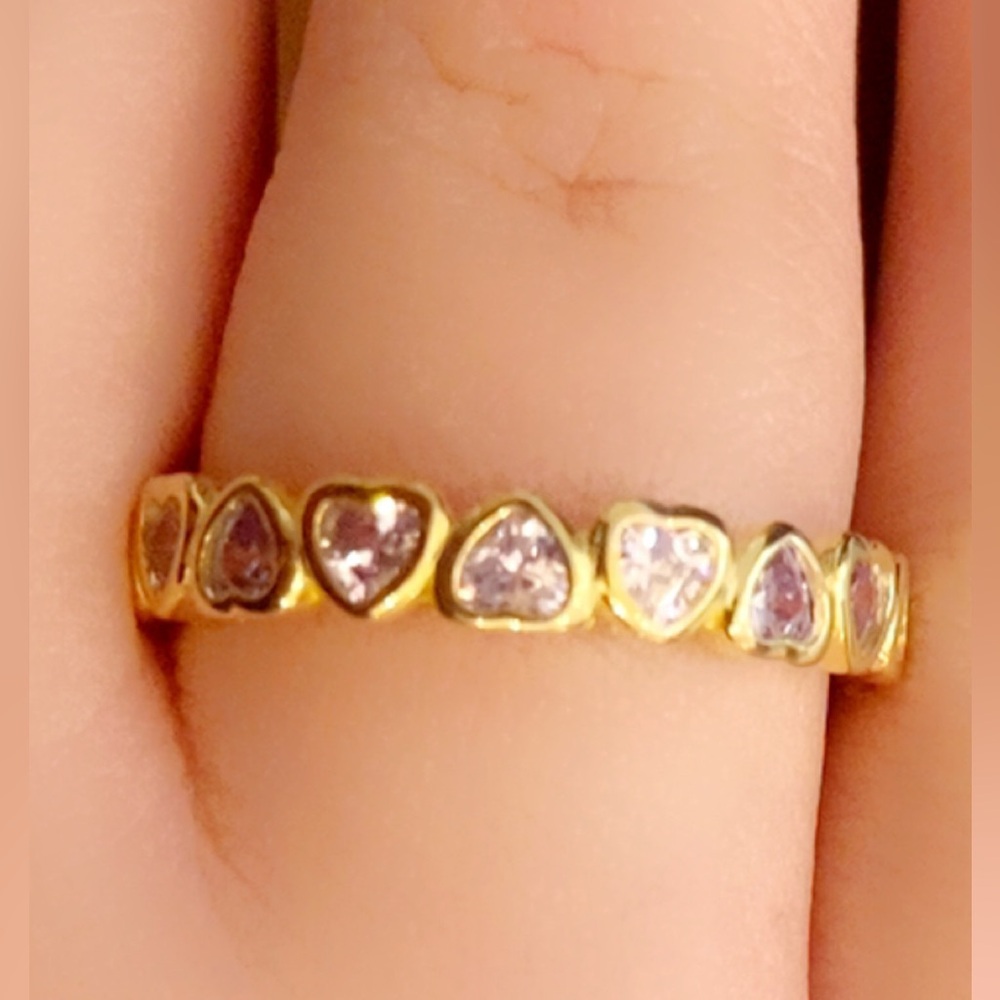 LAUREN G ADAMS-Gold Heart Ring Purple solid brass base and plated with 18k gold